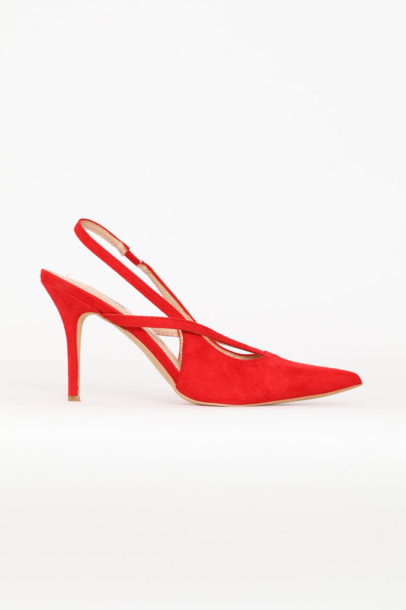 Strappy Pointed Toe Stiletto - Red