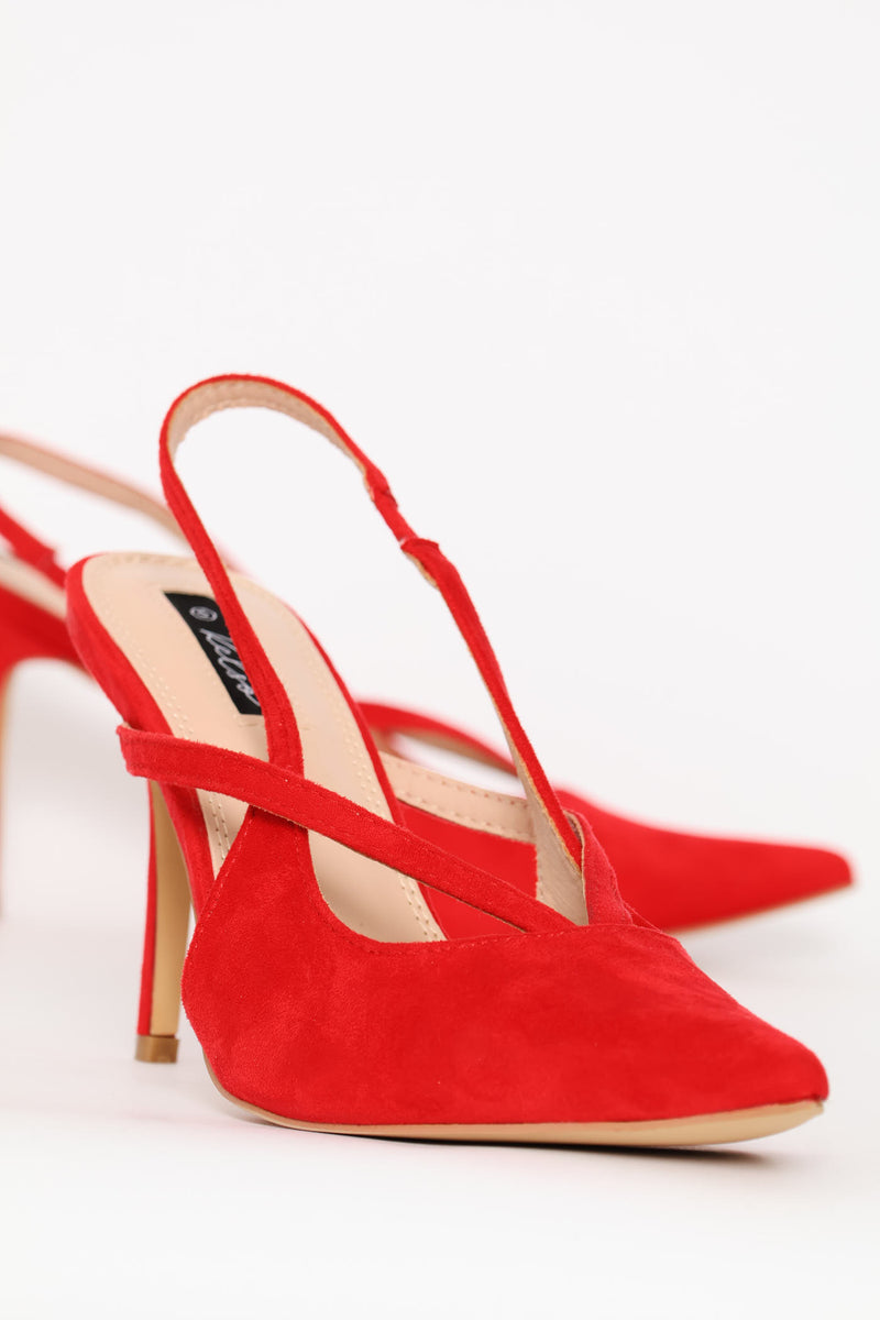 Strappy Pointed Toe Stiletto - Red