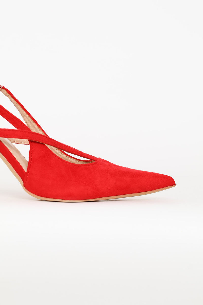 Strappy Pointed Toe Stiletto - Red