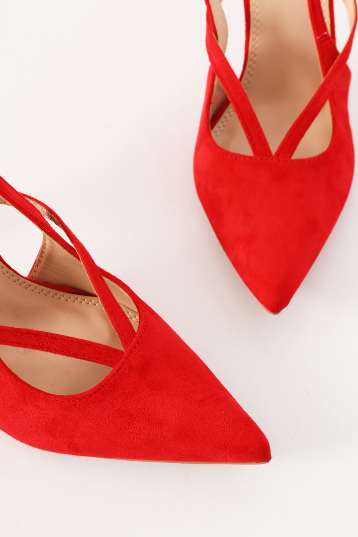 Strappy Pointed Toe Stiletto - Red