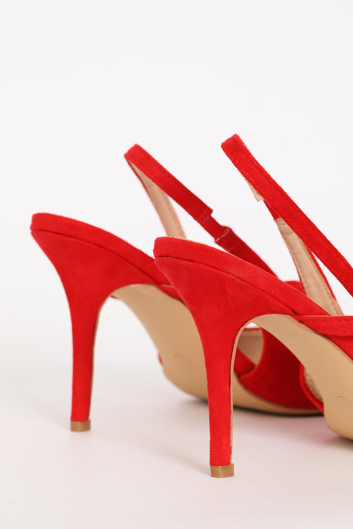 Strappy Pointed Toe Stiletto - Red