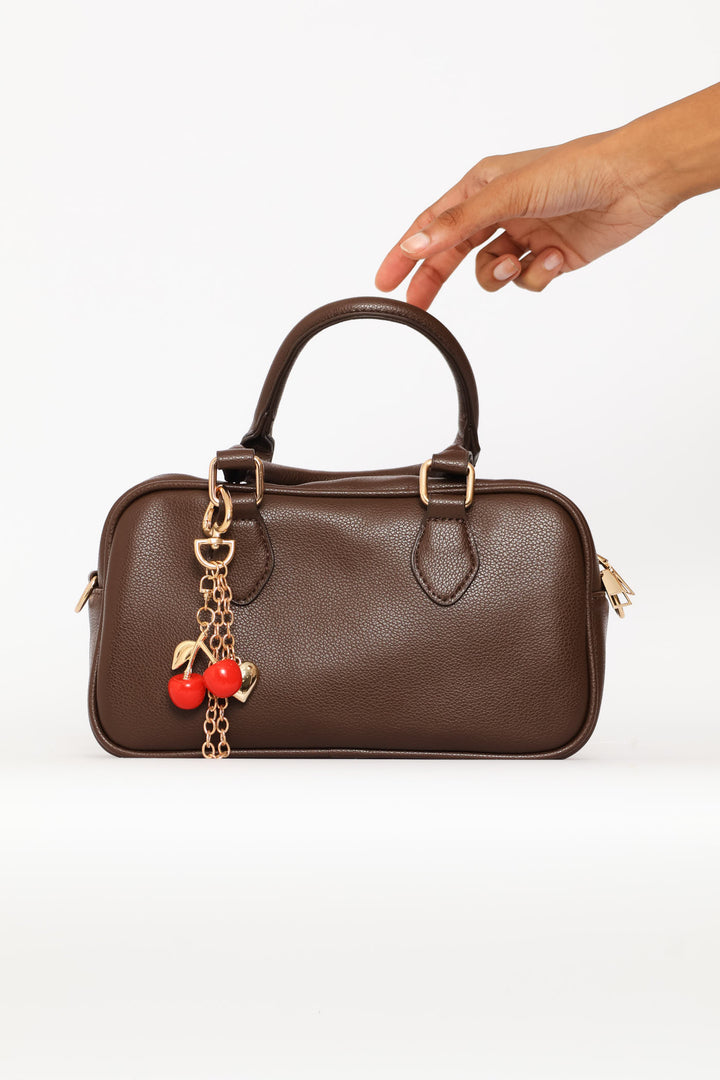 Mini Bowler Xbody With Charm - Chocolate