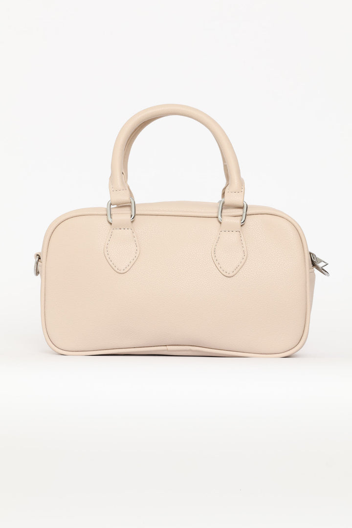 Mini Bowler Crossbody Bag With Charm - Grey/Stone