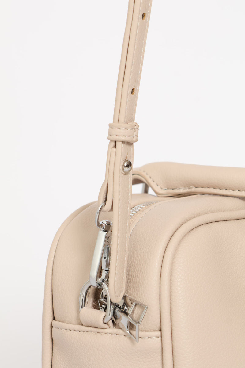 Mini Bowler Crossbody Bag With Charm - Grey/Stone