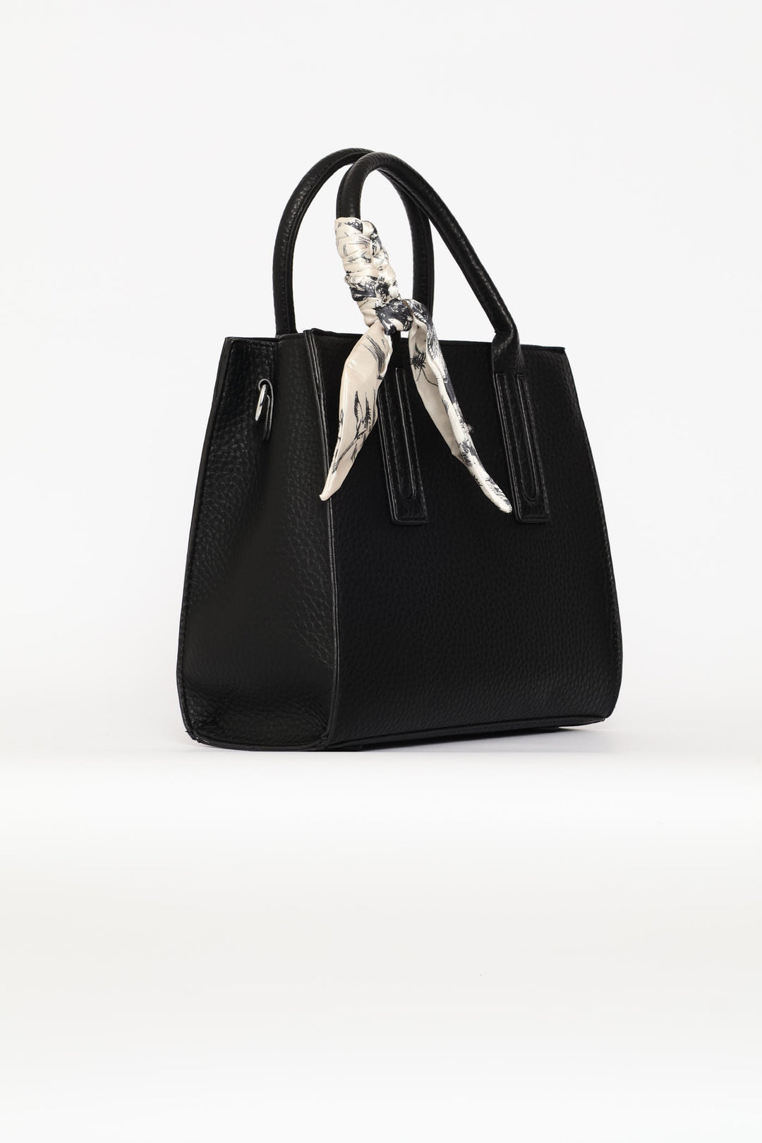Ribbon Det Top Handle Large Tote - Black
