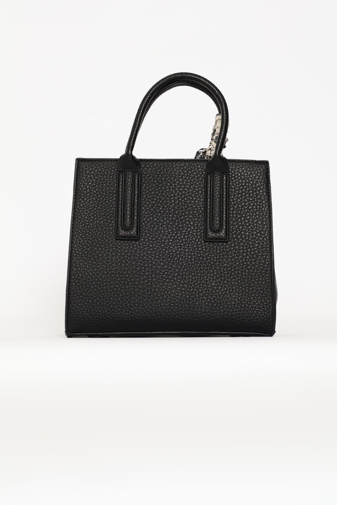 Ribbon Det Top Handle Large Tote - Black