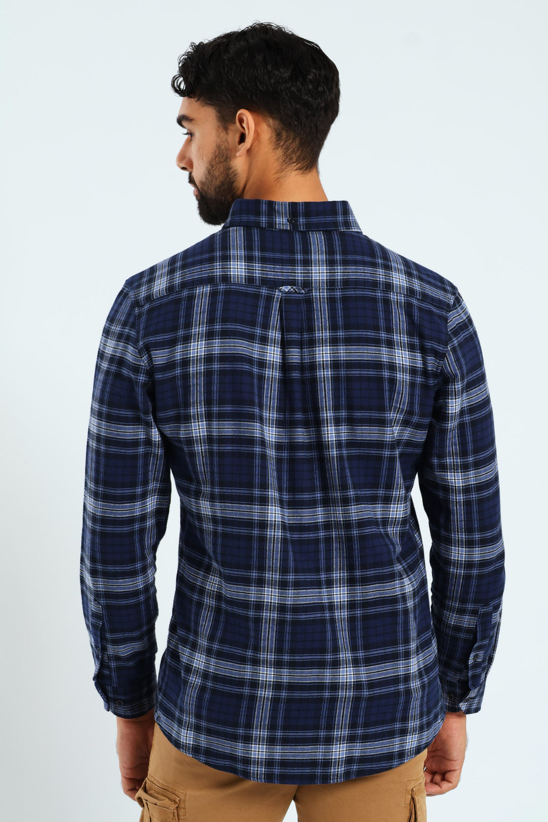 Long Sleeve Plaid Shirt - Navy