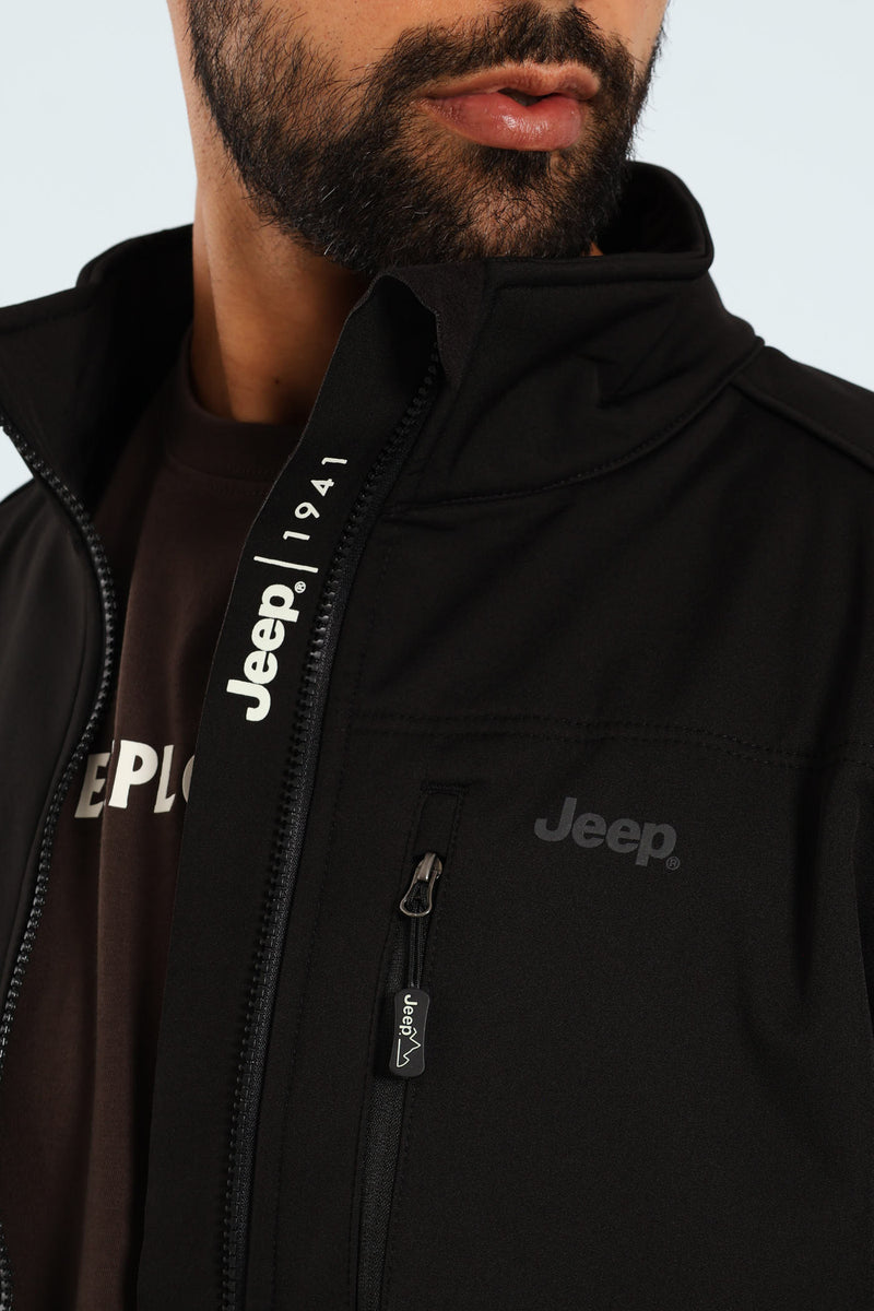 Funnel Neck Softshell Jacket - Black