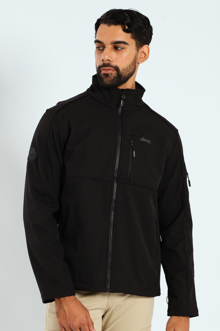Funnel Neck Softshell Jacket - Black