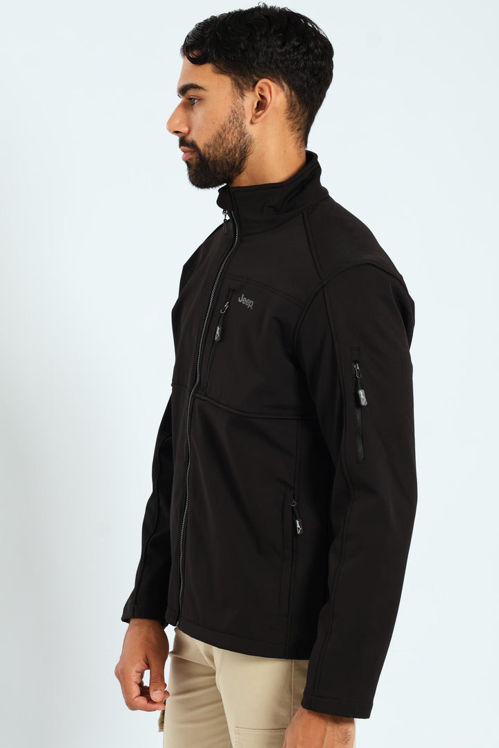 Funnel Neck Softshell Jacket - Black