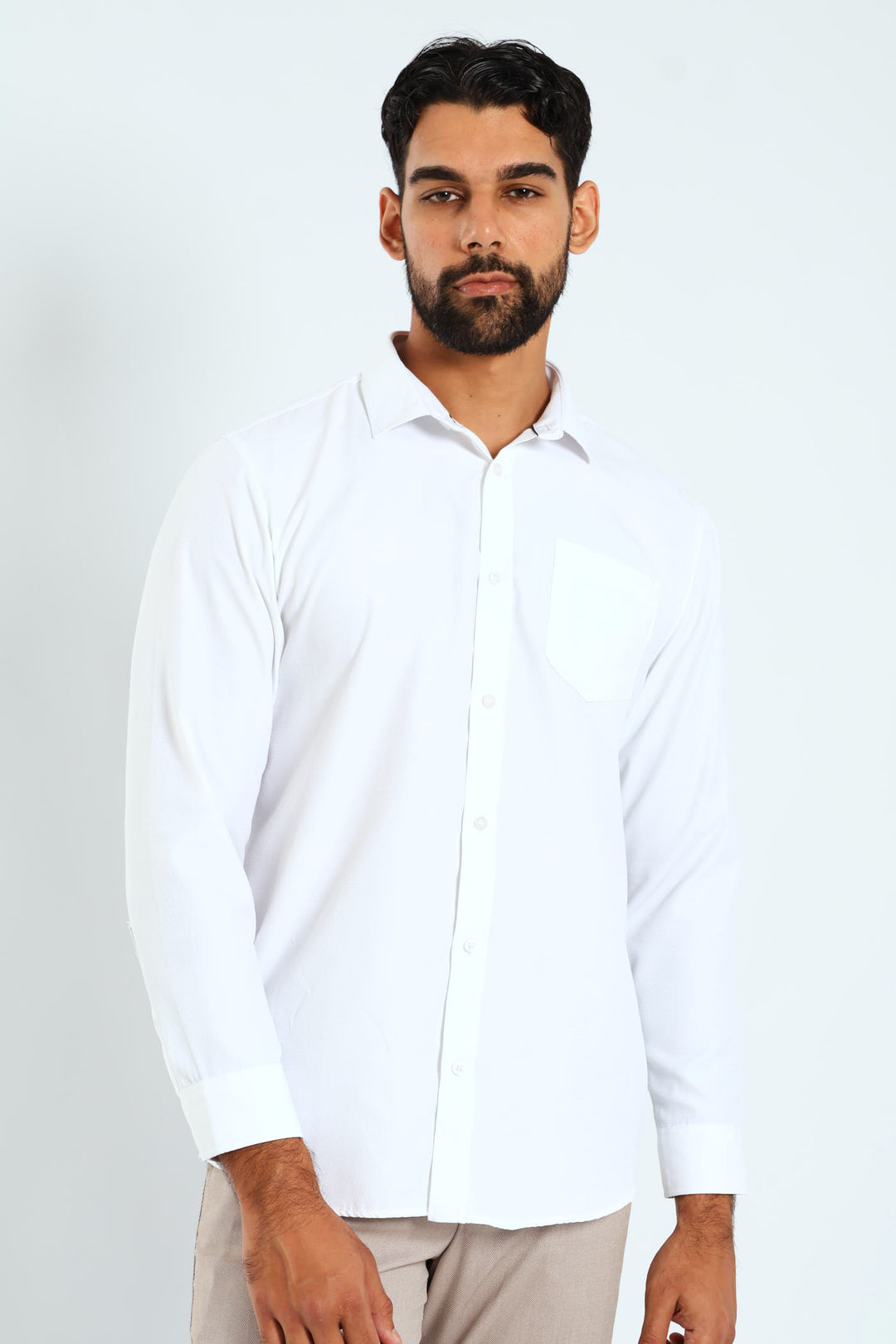 Tonal Check Textured Shirt - White
