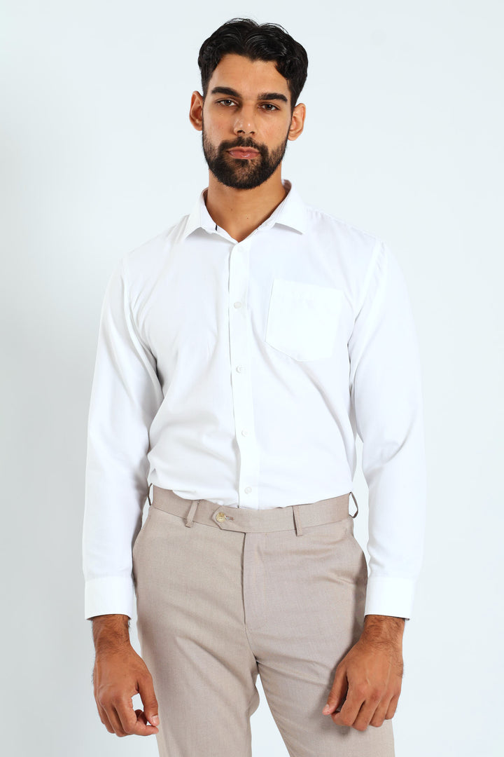 Tonal Check Textured Shirt - White