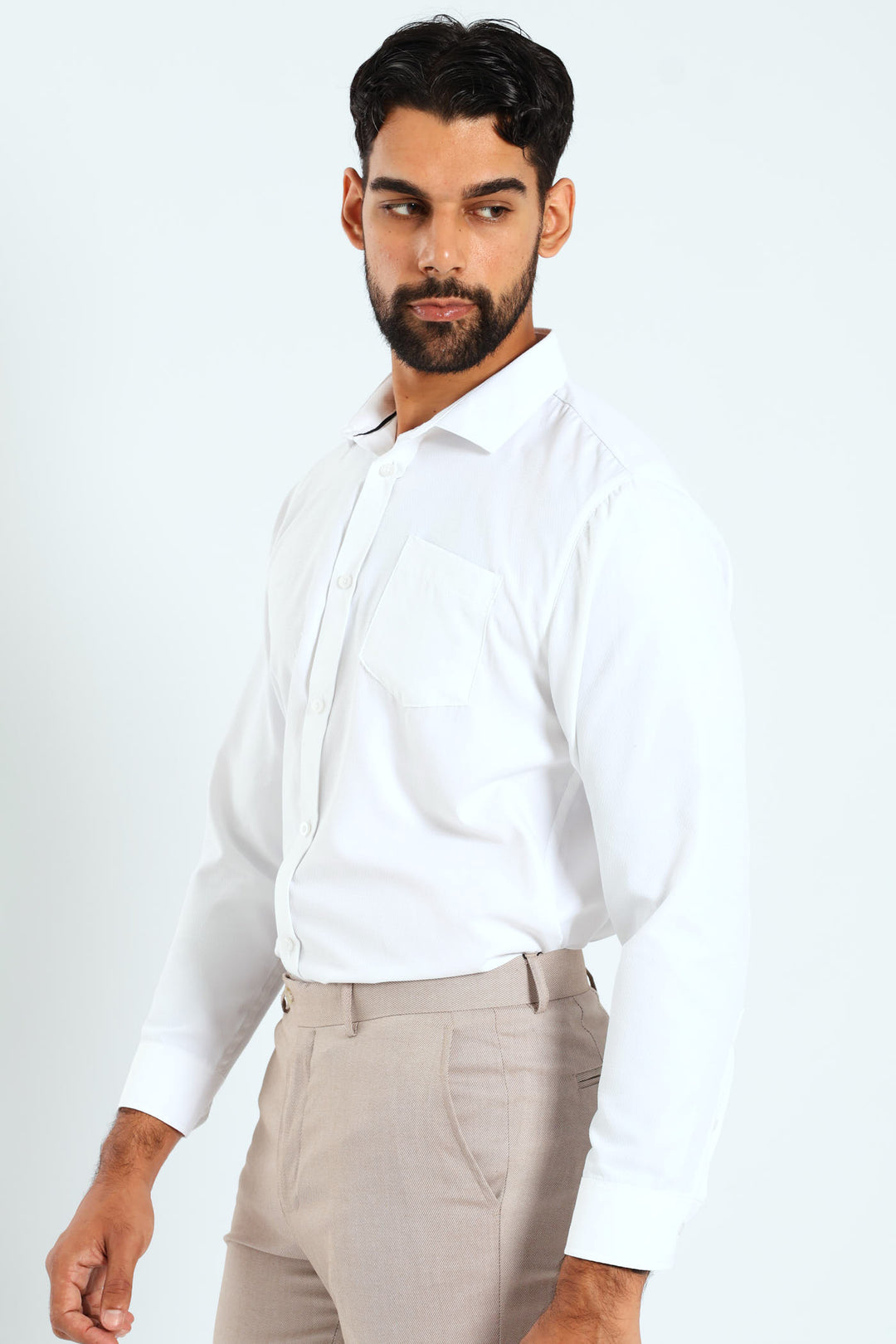 Tonal Check Textured Shirt - White