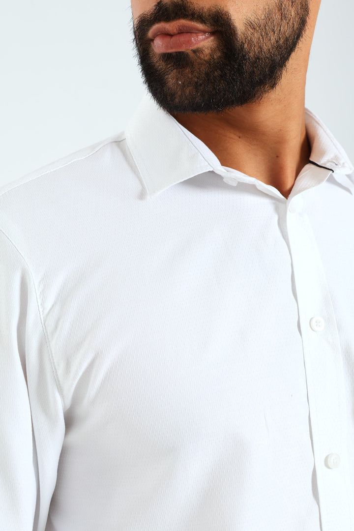 Tonal Check Textured Shirt - White