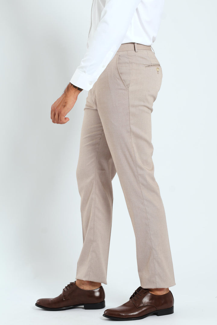 Regular Twill Suit Trousers - Natural