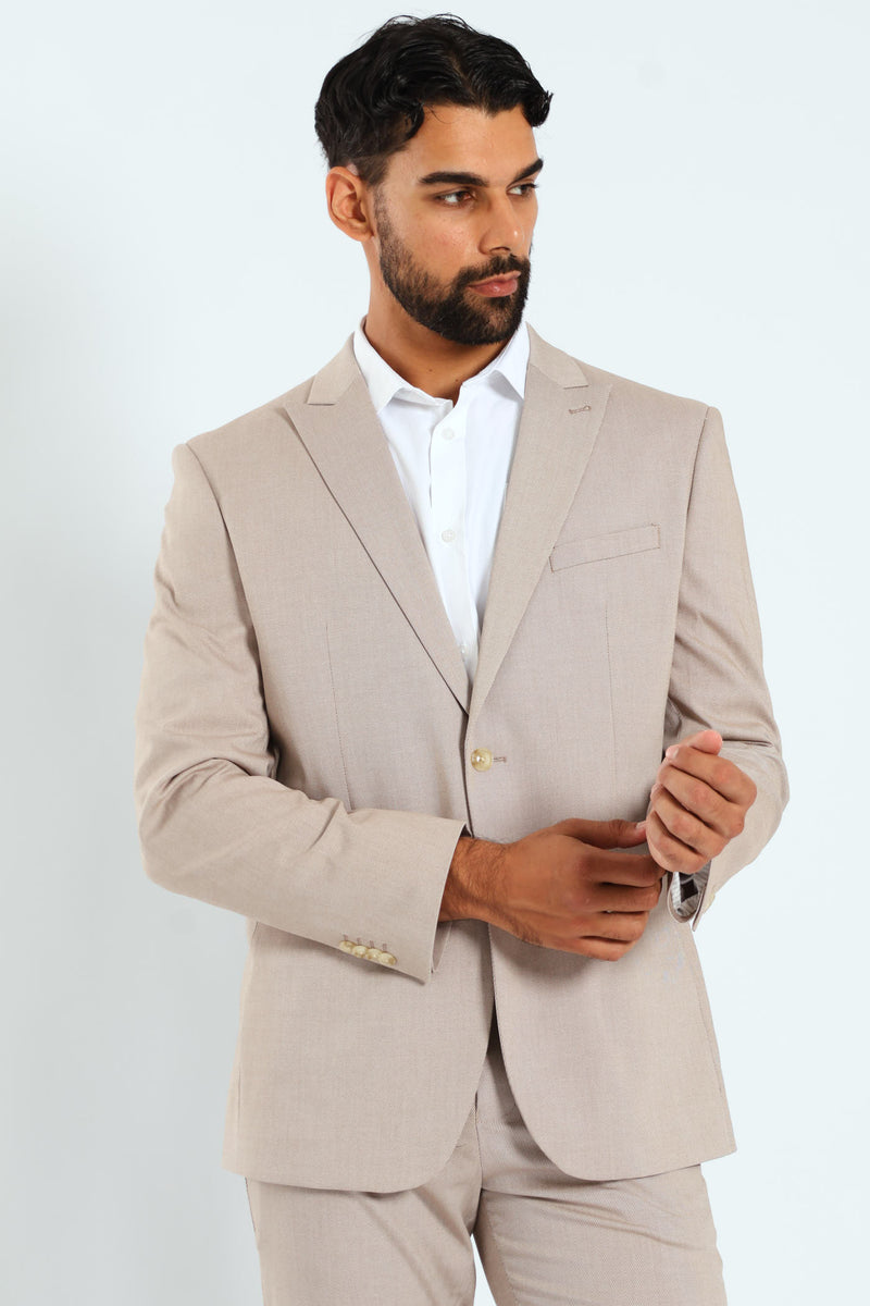 Regular Twill Suit Jacket - Natural