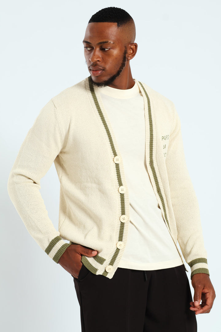 Stone Embroidered Cardigan - Stone