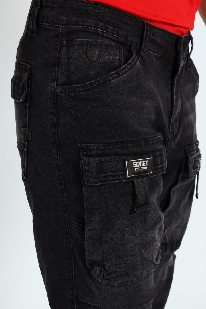 Gunner Cargo Pocket Denim - Black