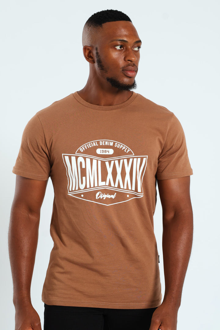 Basic Print Tee - Brown