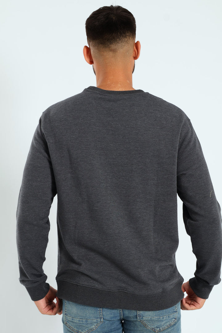 Glitch Frame Crew Top - Grey