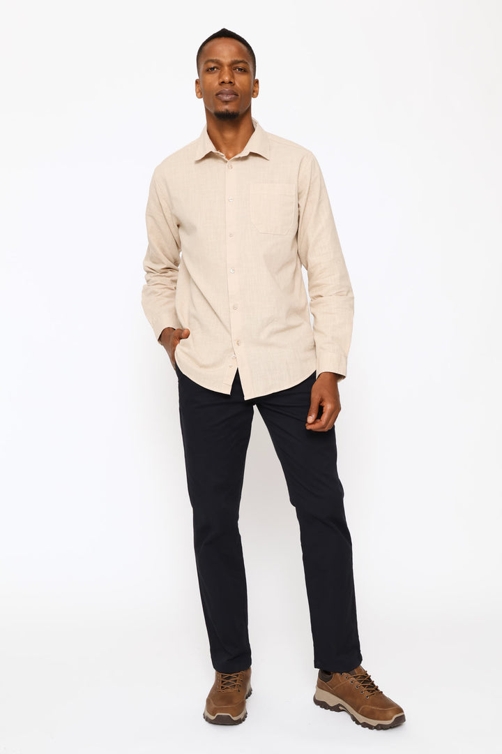 Long Sleeve Linen Shirt - Taupe