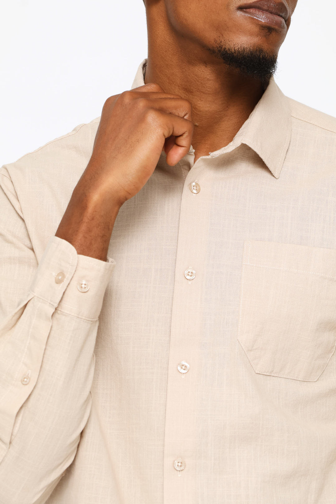 Long Sleeve Linen Shirt - Taupe