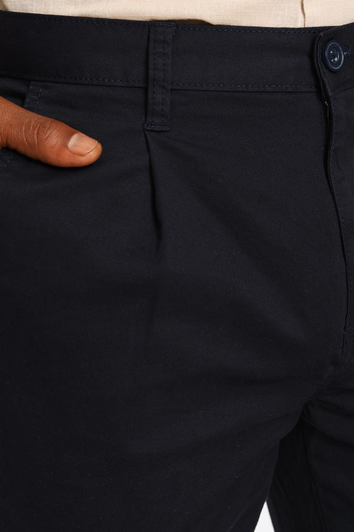Pleated Chino - Navy