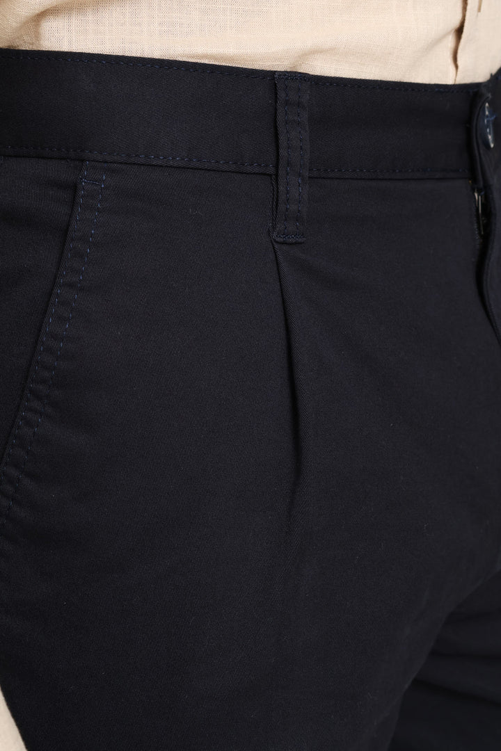 Pleated Chino - Navy