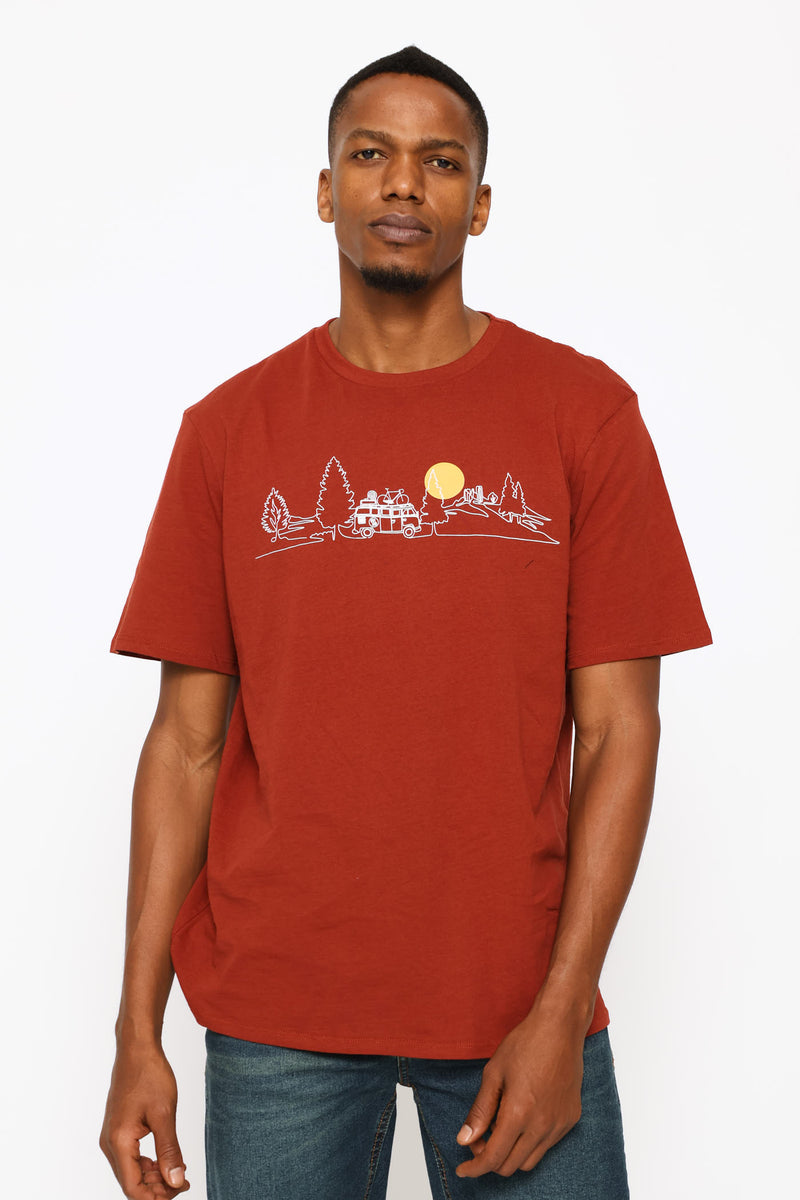 Camper Van Woods Tee - Ochre
