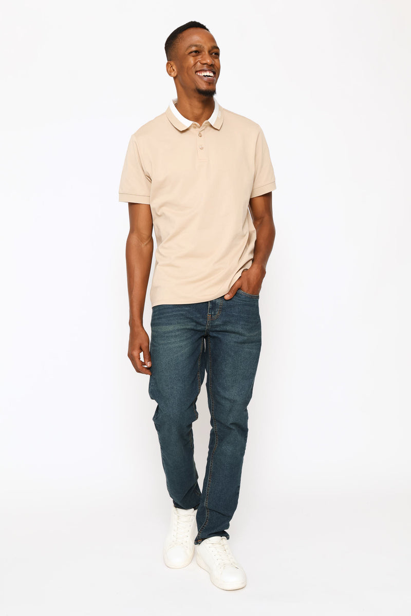 Paul Collar Polo Golfer - Sand