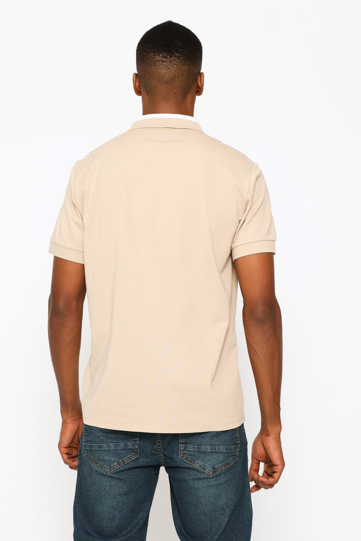 Paul Collar Polo Golfer - Sand