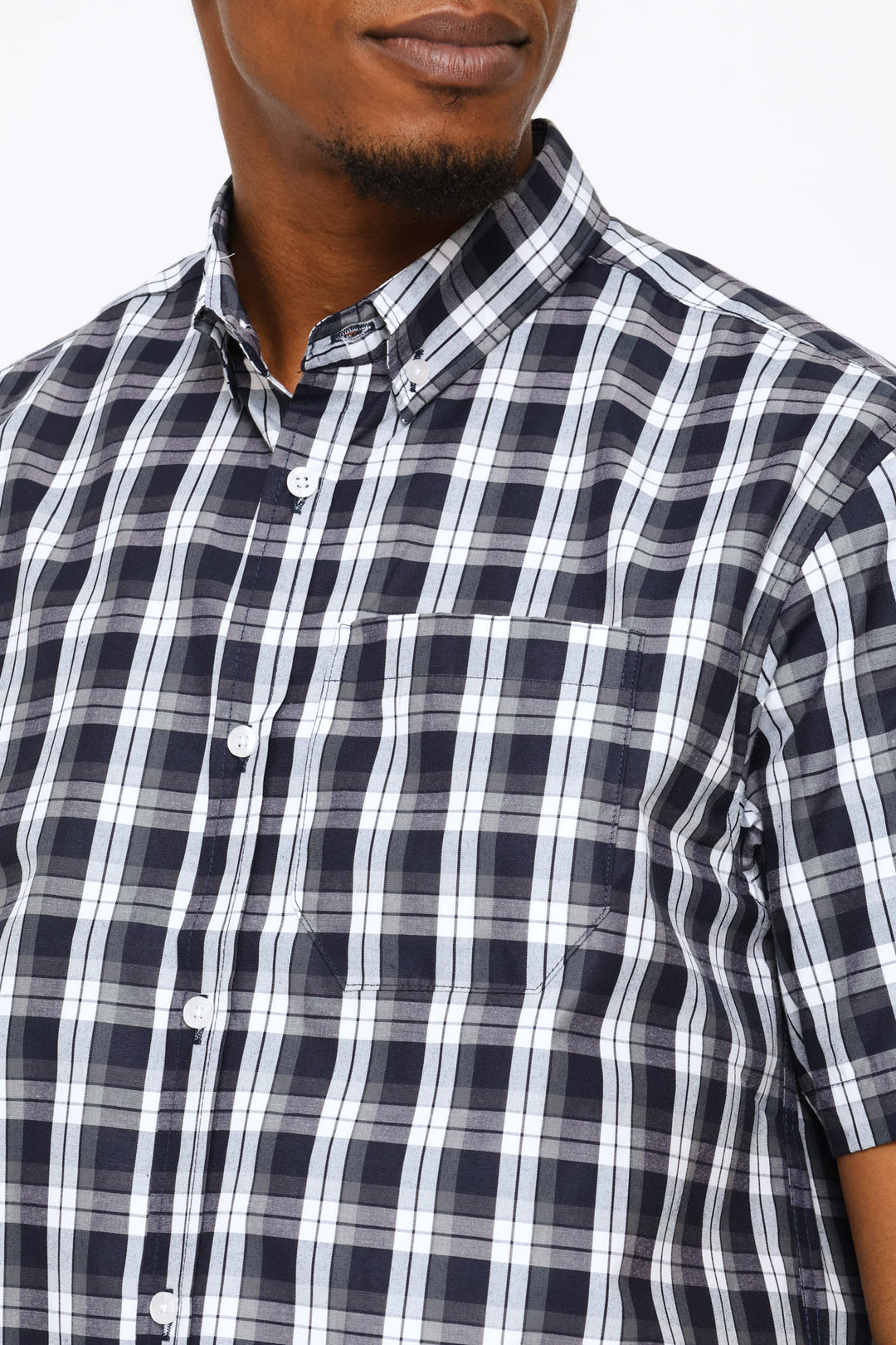 Button Down Check Shirt - Navy/Grey