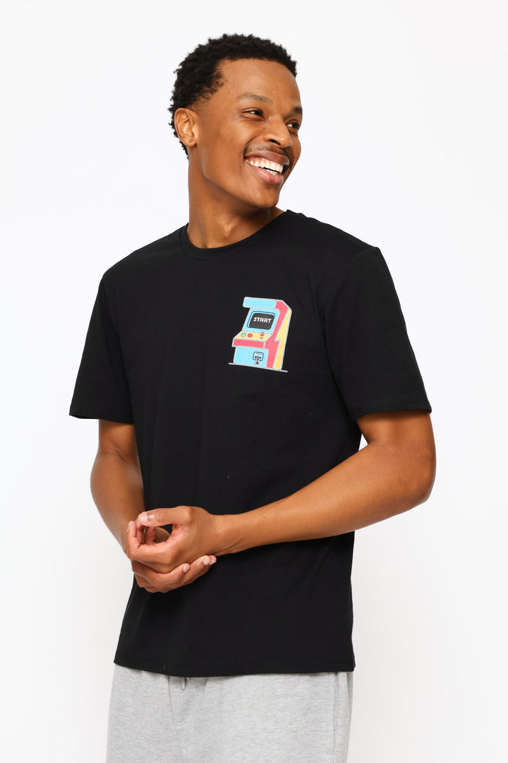 Small Arcade  Print Tee - Black