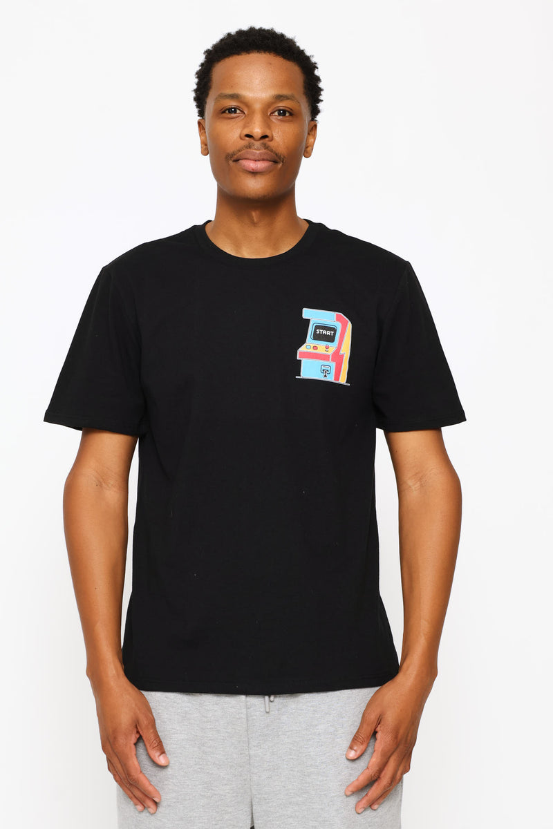 Small Arcade  Print Tee - Black