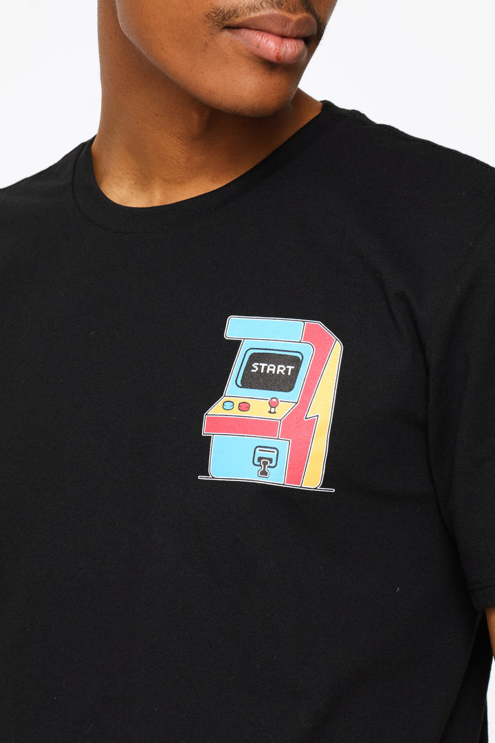 Small Arcade  Print Tee - Black