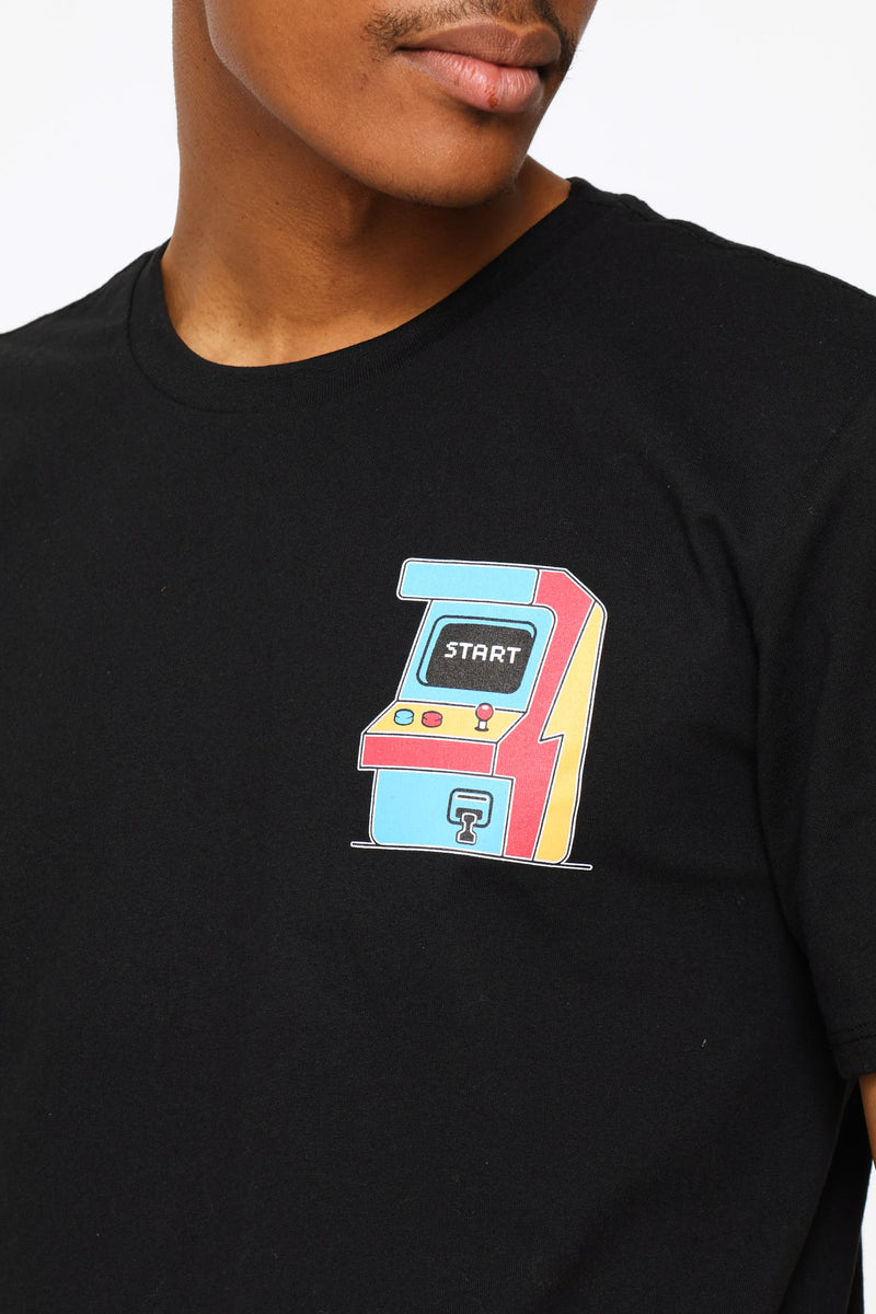 Small Arcade  Print Tee - Black