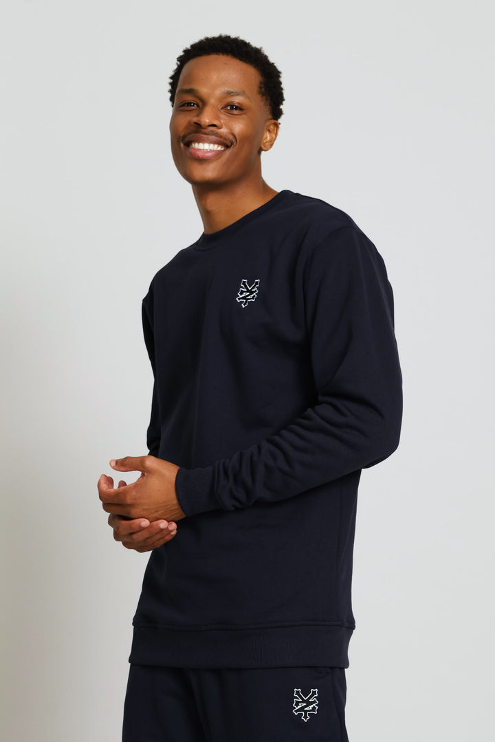 Badge Crew Top - Navy