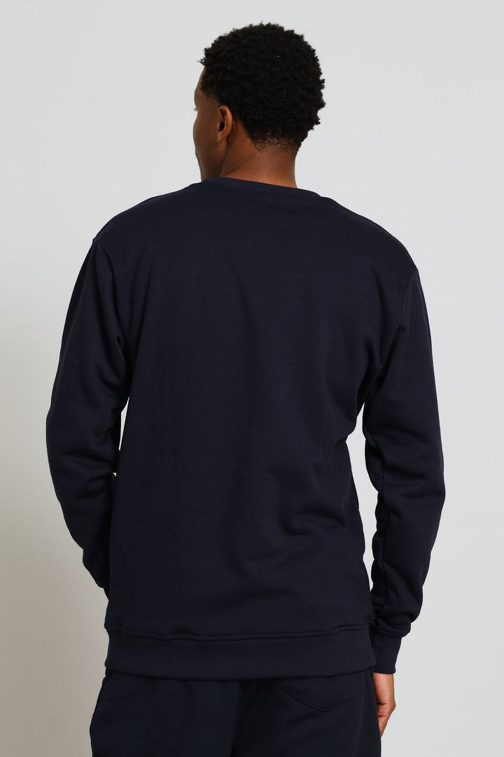 Badge Crew Top - Navy