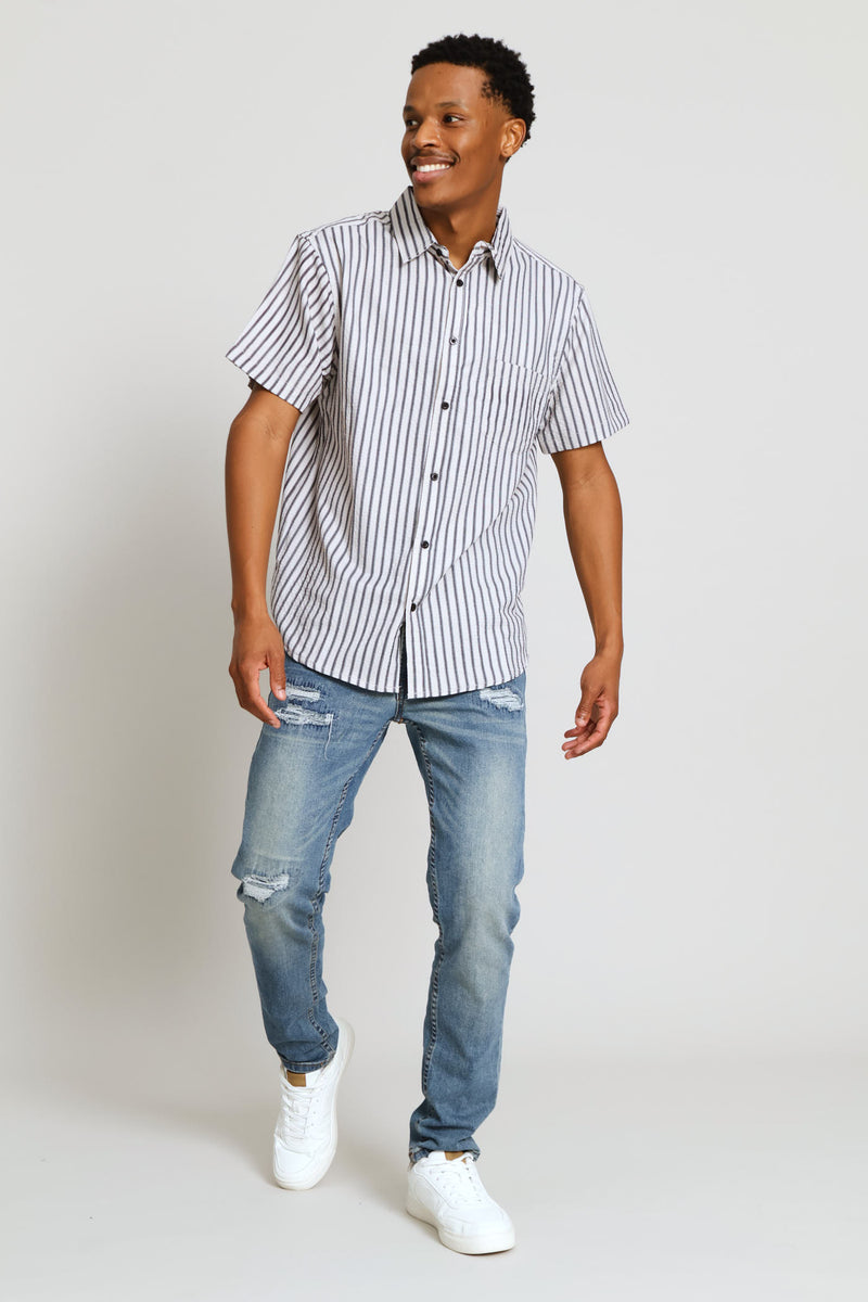 Stripe Short Sleeve Shirt - Ecru