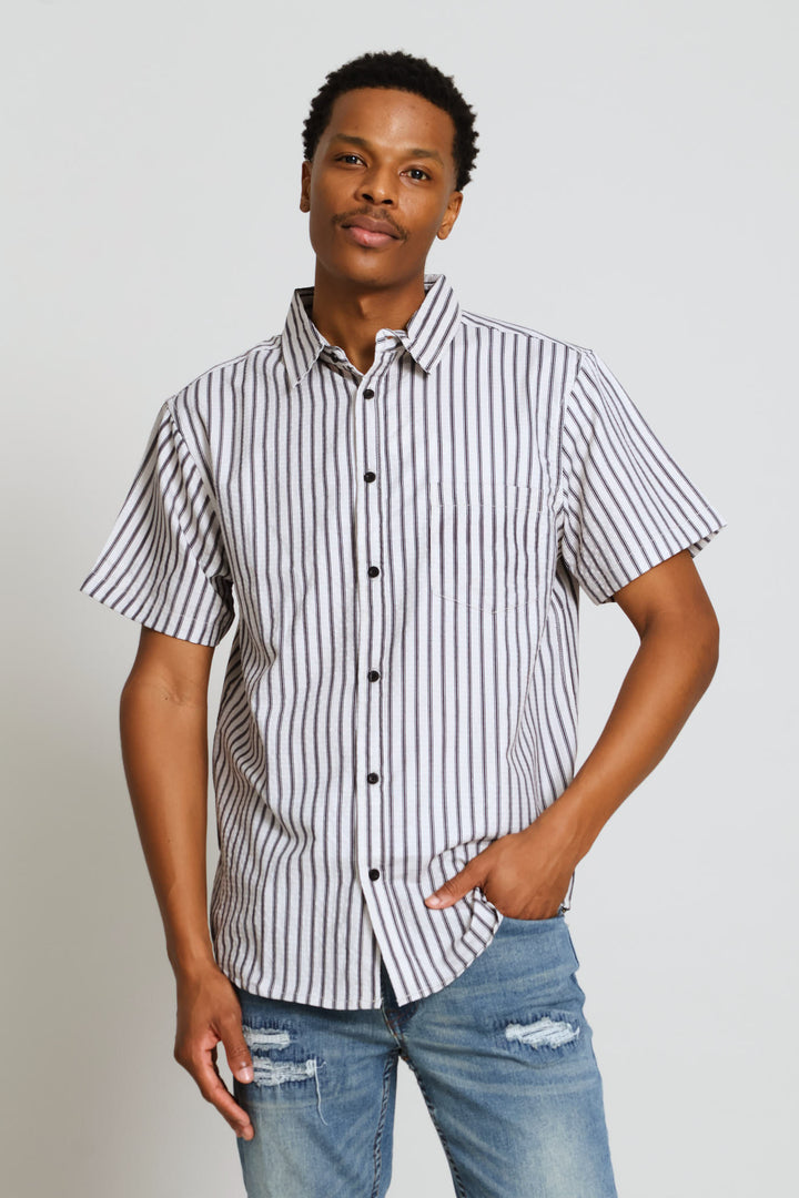 Stripe Short Sleeve Shirt - Ecru