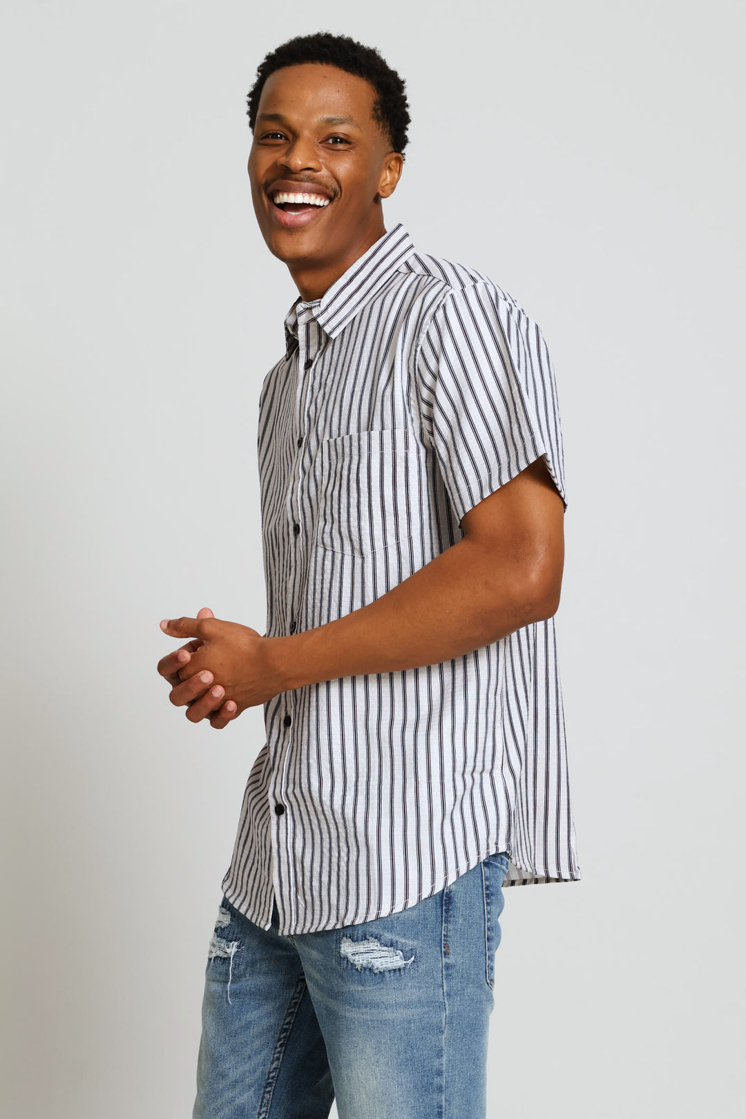 Stripe Short Sleeve Shirt - Ecru