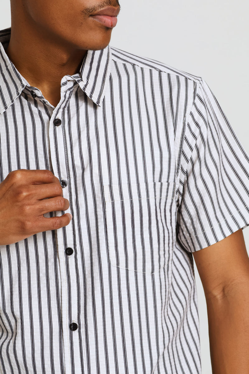Stripe Short Sleeve Shirt - Ecru
