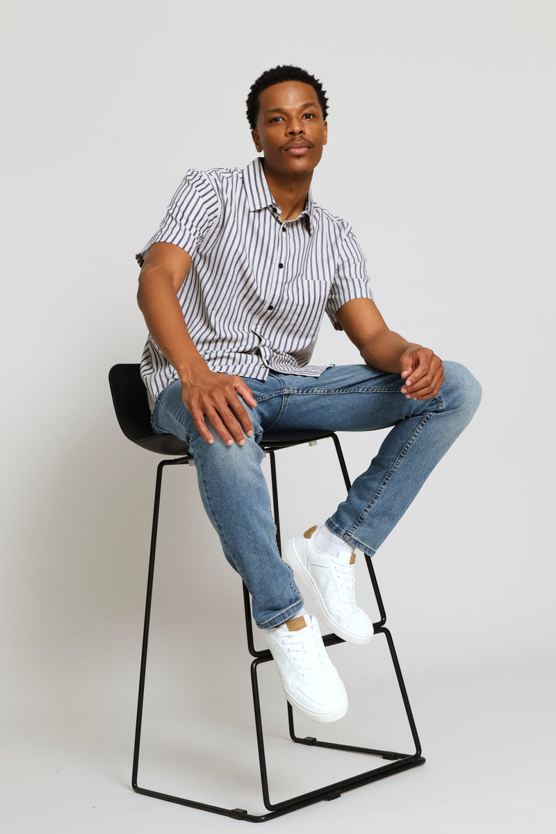 Stripe Short Sleeve Shirt - Ecru