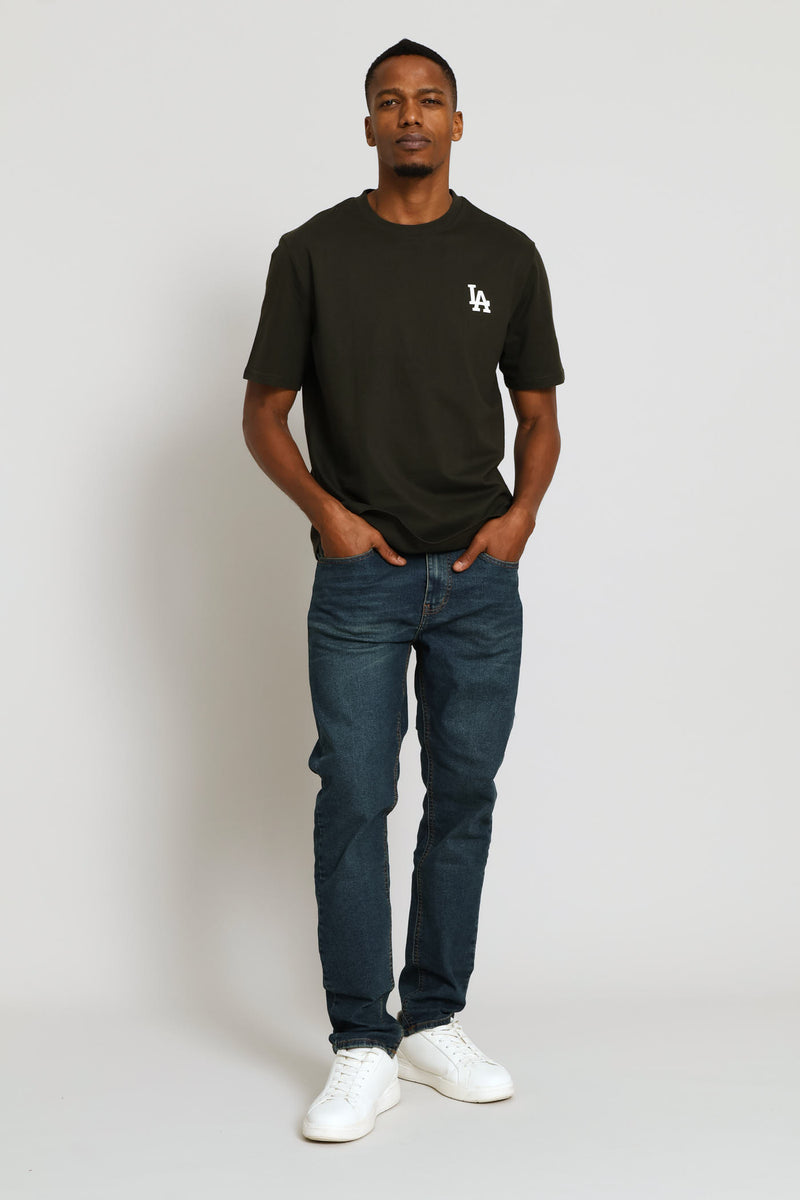 La Heavy Weight Chest Print Tee - Fatigue