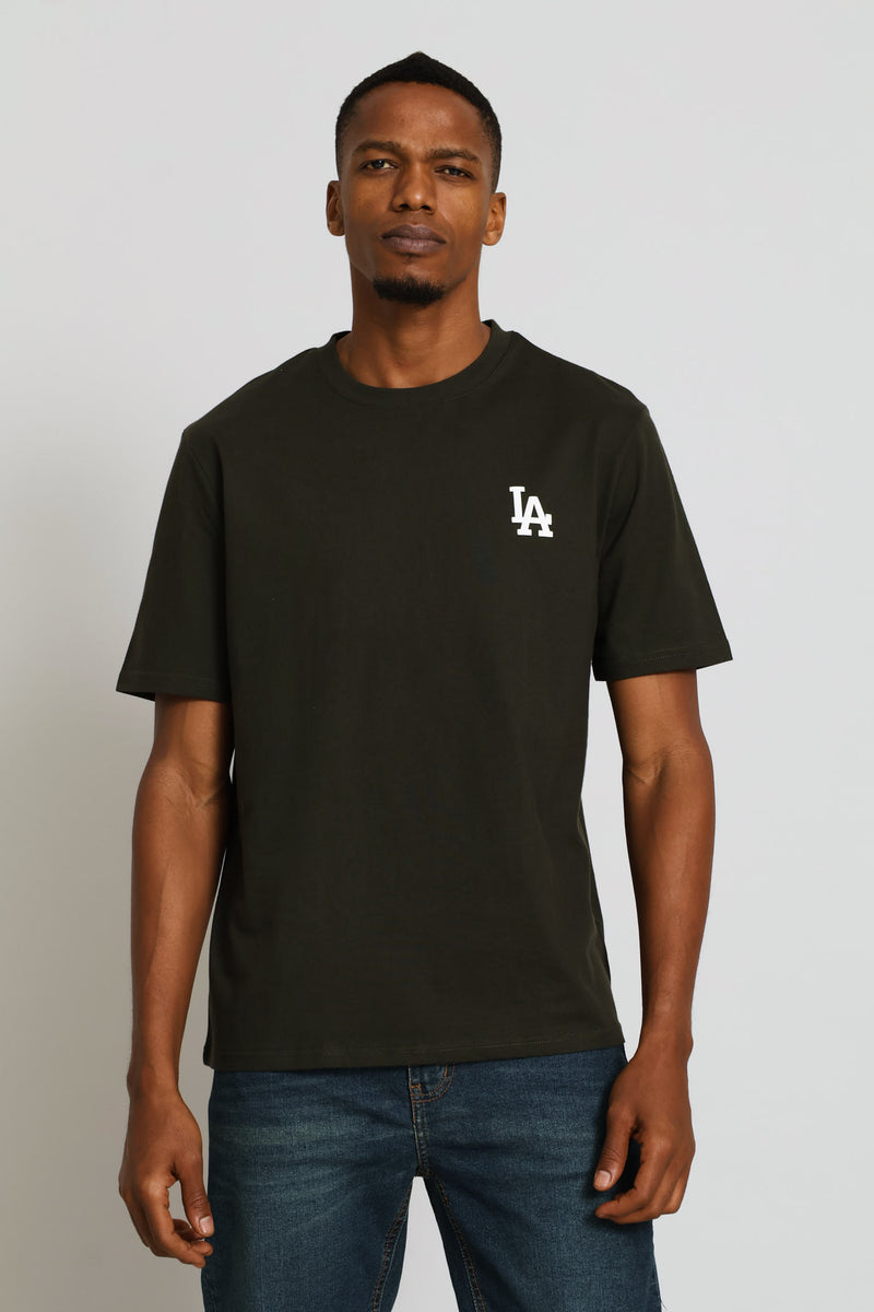 La Heavy Weight Chest Print Tee - Fatigue