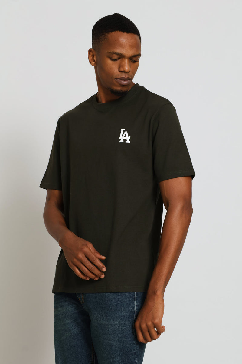 La Heavy Weight Chest Print Tee - Fatigue