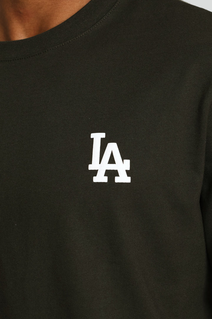 La Heavy Weight Chest Print Tee - Fatigue