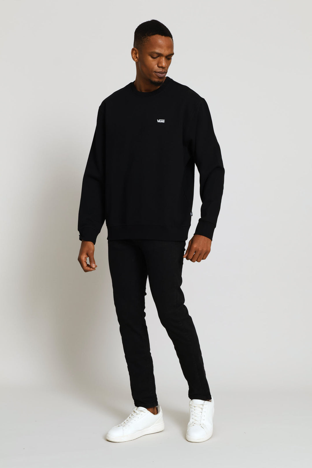 Left Chest Crew Top - Black