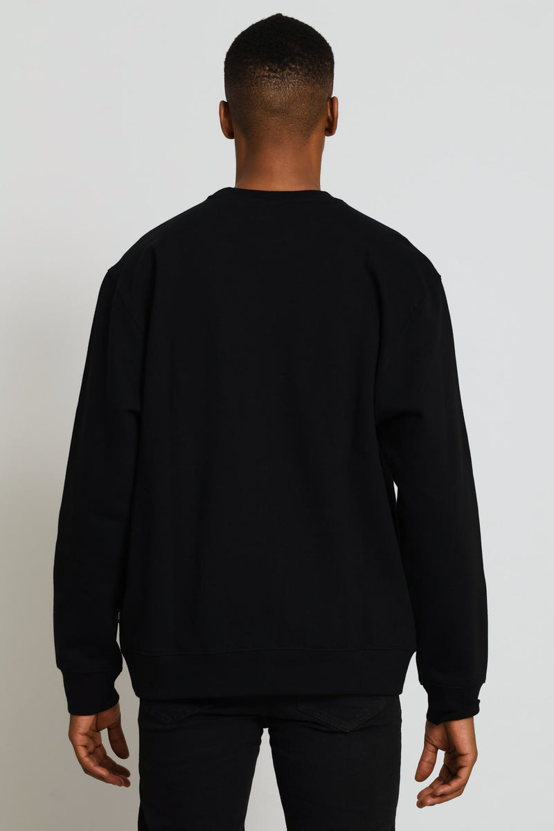Left Chest Crew Top - Black