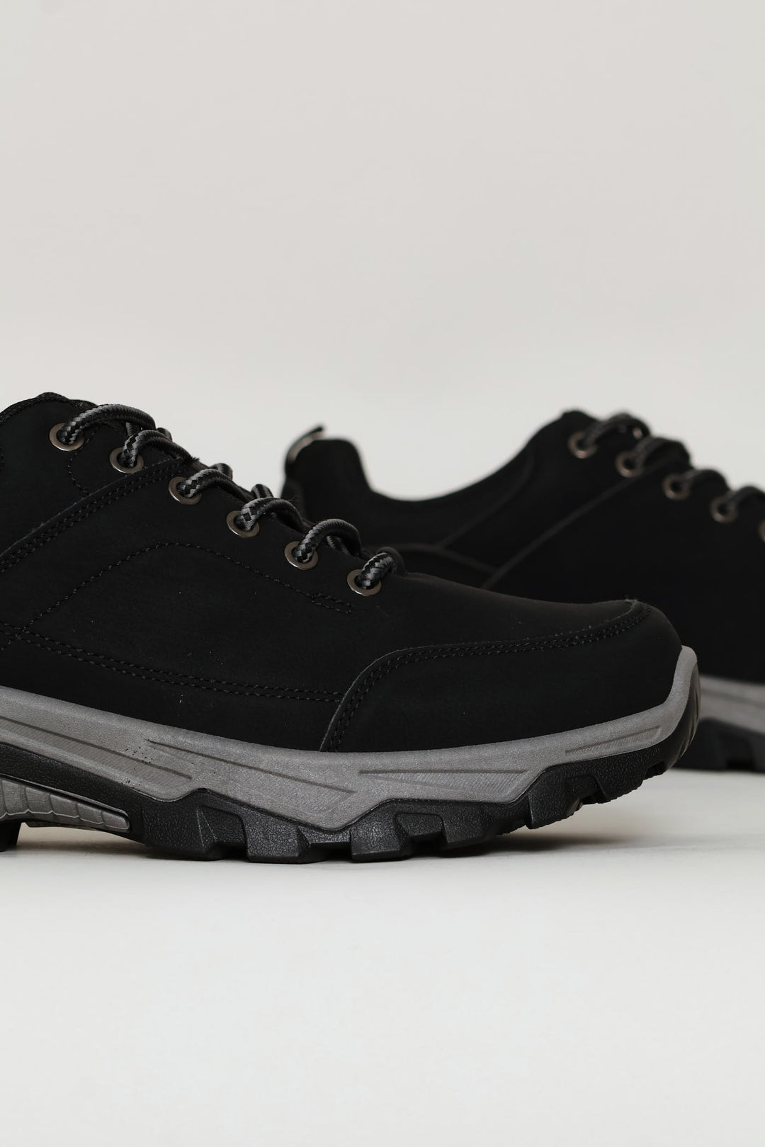 Lace Up Faux Leather Hiker Boot - Black